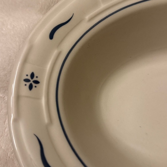 Longaberger Pottery Classic Blue Woven Traditions Oval Serving Veg Bowl Dish 11" - Picture 2 of 5